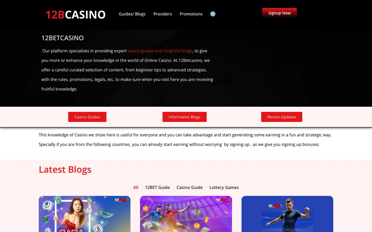 12Bet Casino Review Header