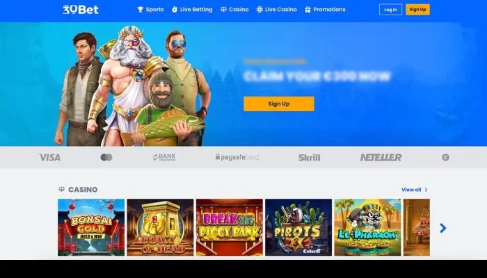 30Bet Casino Review Header