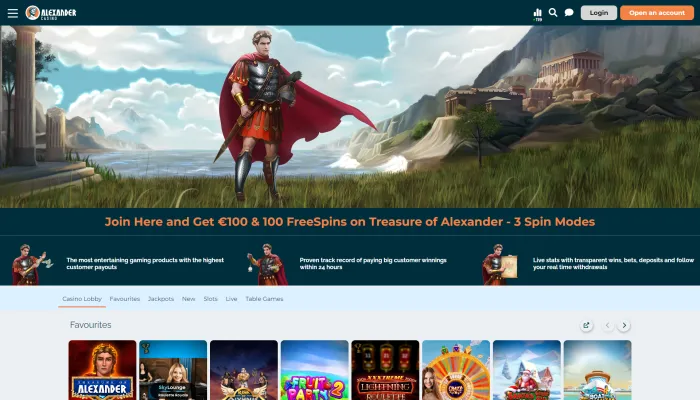 Alexander Casino Review Header