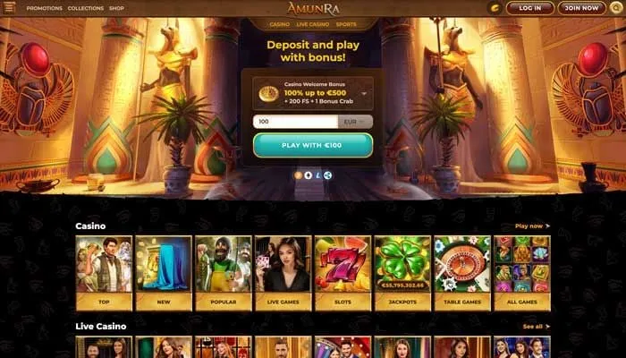 AmunRa Casino Review Header
