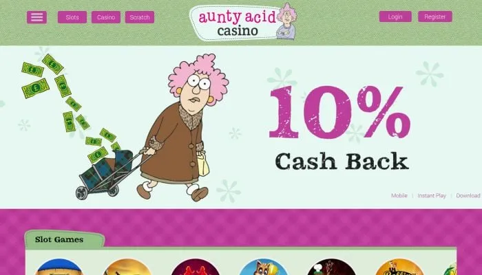 Aunty Acid Casino Review Header