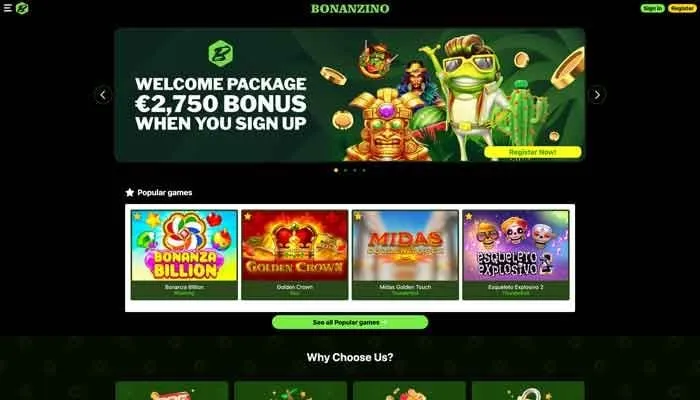 Bonanzino Casino Review Header