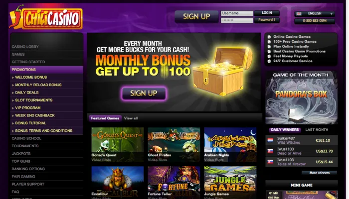 Chili Casino Review Header