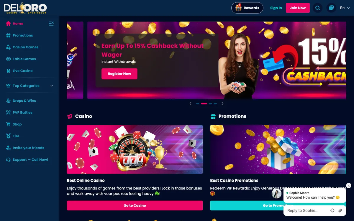 Del Oro Casino Review Header