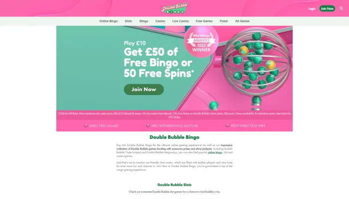 Double Bubble Bingo Casino Review Header