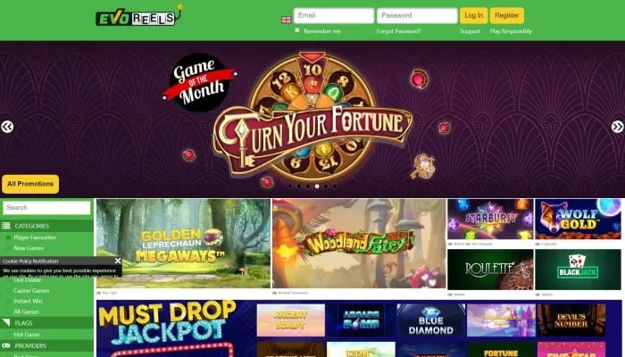 Evoreels Casino Review Header