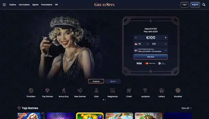GreatSpin Casino Review Header