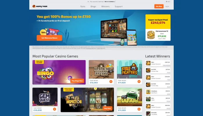 Happy Tiger Casino Review Header