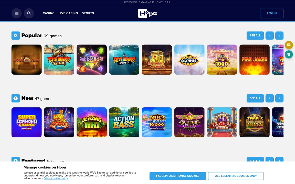 Hopa Casino Review Header