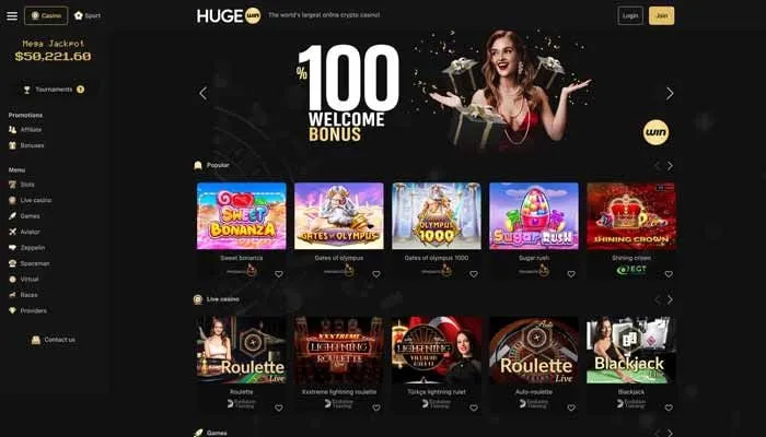 Hugewin Casino Review Header