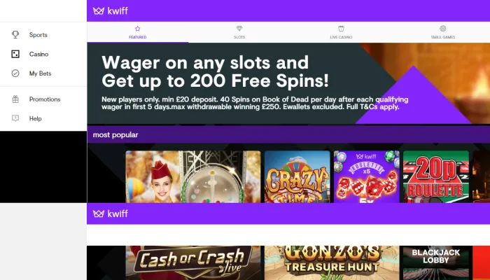 Kwiff Casino Review Header
