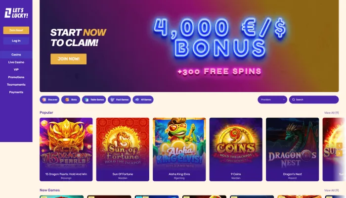 LetsLucky Casino Review Header