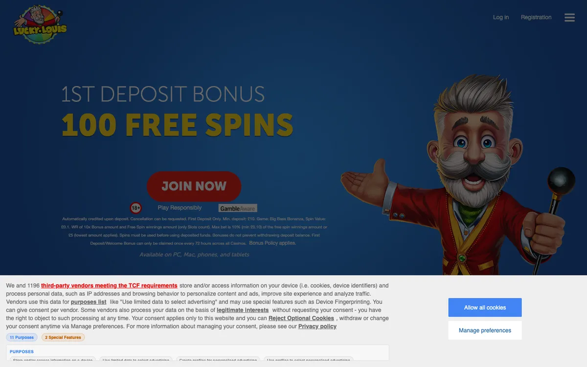 LuckyLouis Casino Review Header