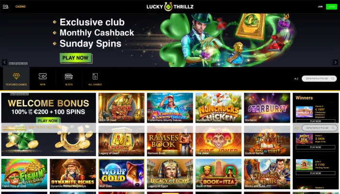 LuckyThrillz Casino Review Header