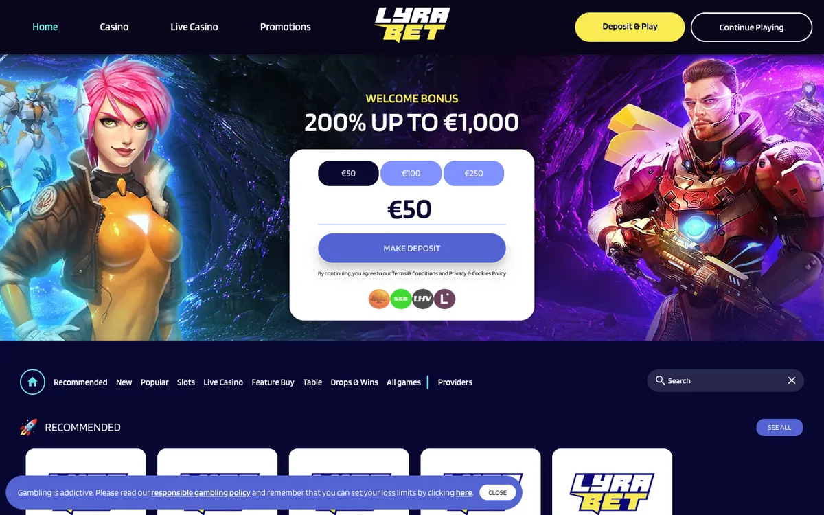 LyraBet Casino Review Header