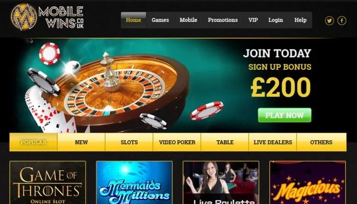 Mobile Wins Casino Review Header