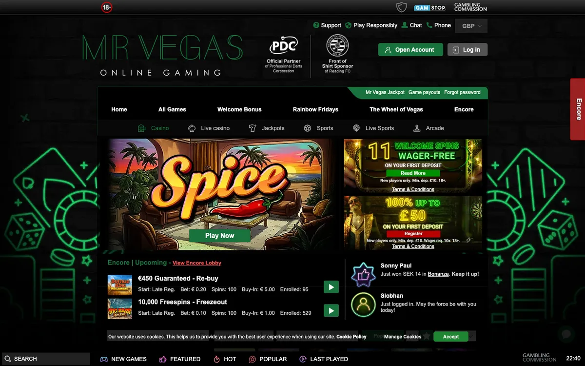 Mr Vegas Casino Review Header