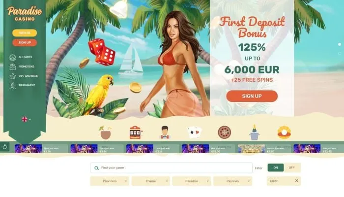 Paradise Casino Review Header