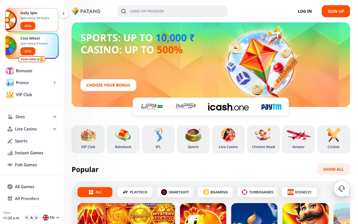 Patang Casino Review Header