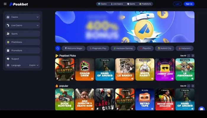 Peakbet Casino Review Header