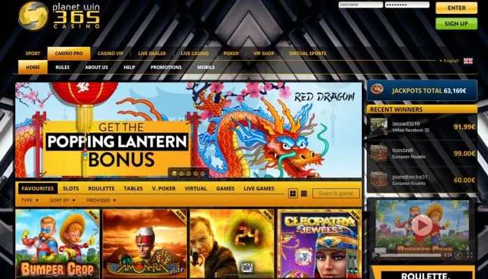 PlanetWin365 Casino Review Header