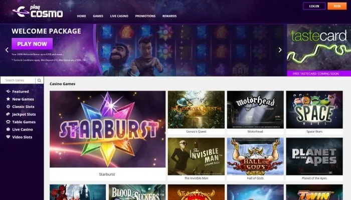 PlayCosmo Casino Review Header