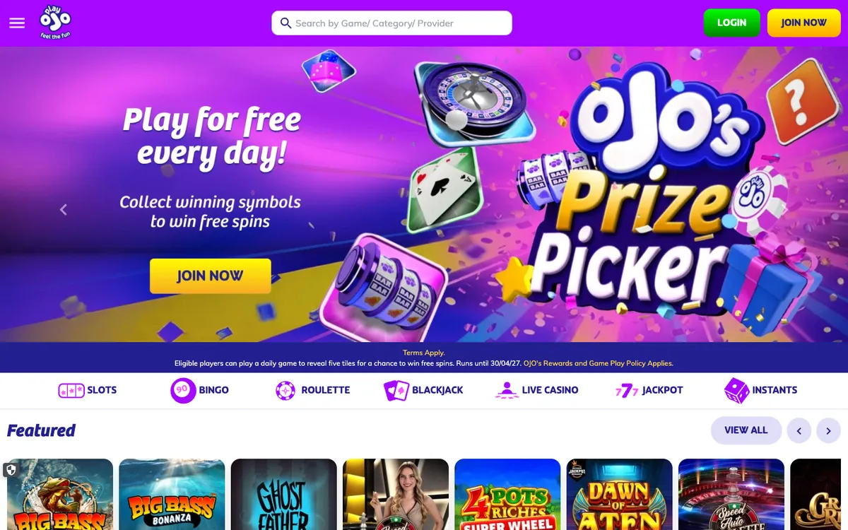 PlayOJO Casino Review Header