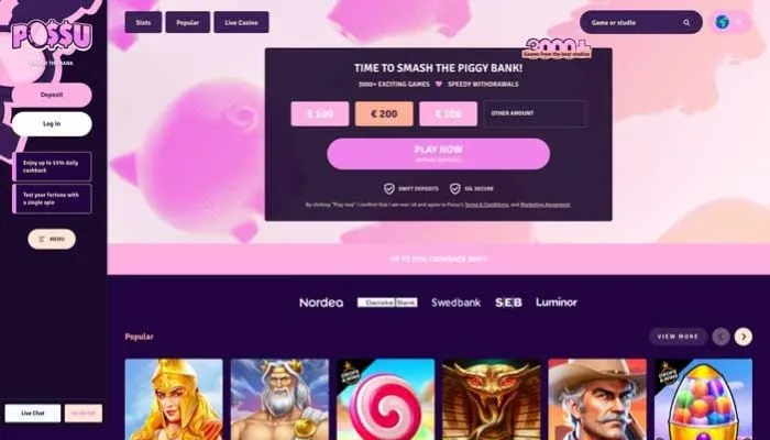 Possu Casino Review Header