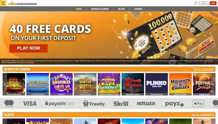 Prime Scratch Cards Casino Review Header