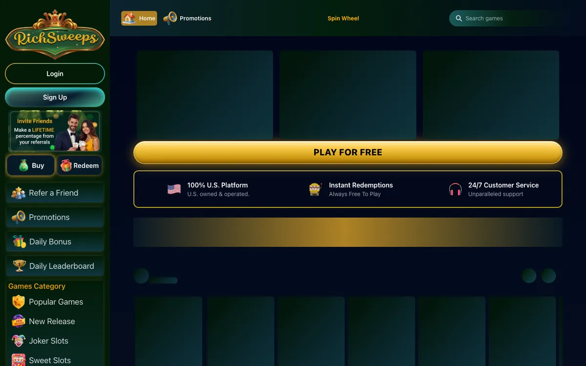 RichSweeps Casino Review Header