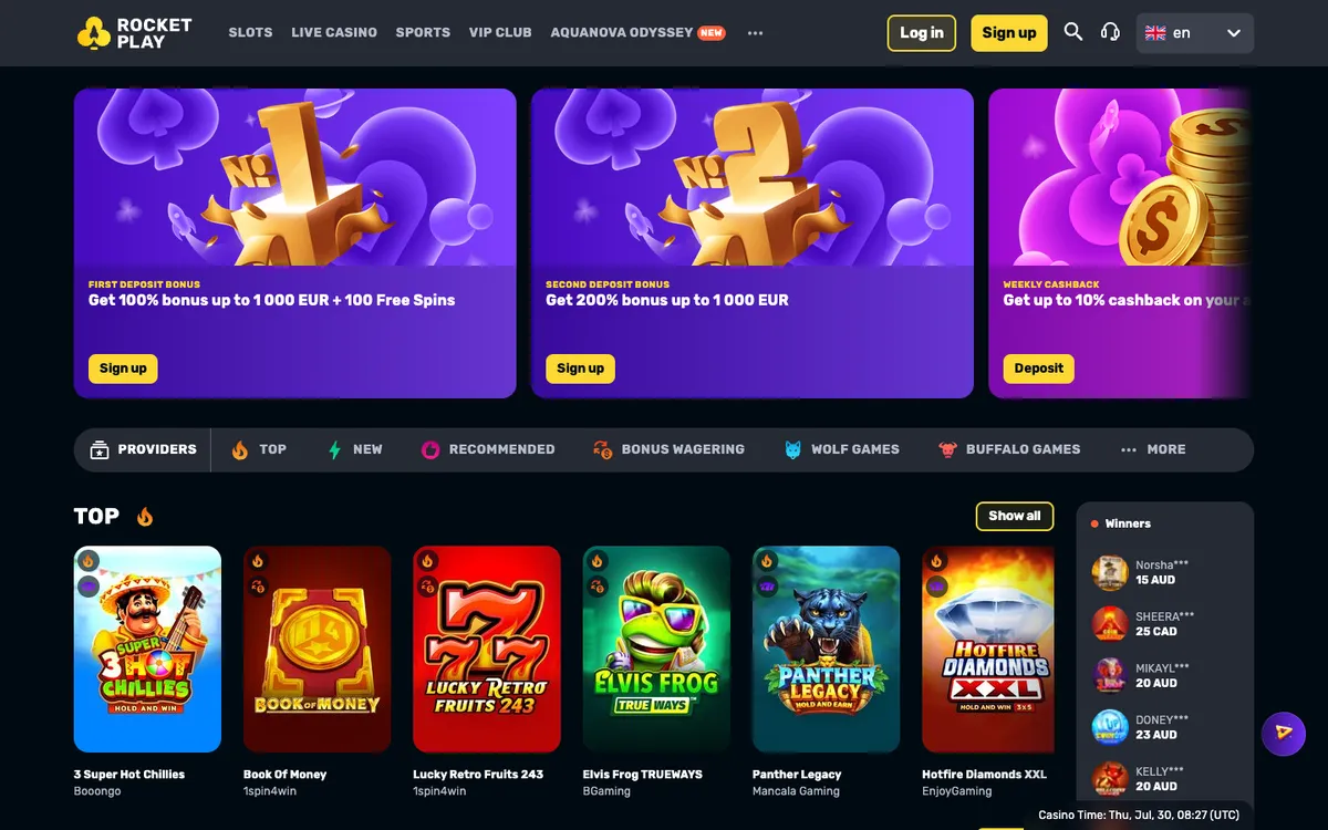 RocketPlay Casino Review Header