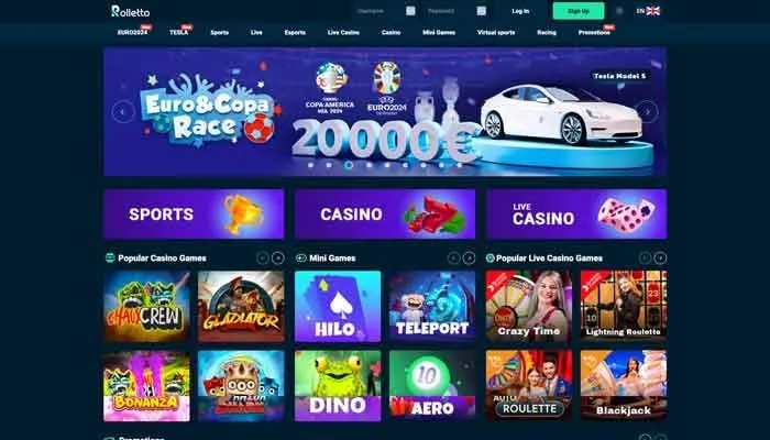 Rolletto Casino Review Header