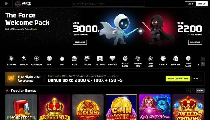 SlotsVader Casino Review Header