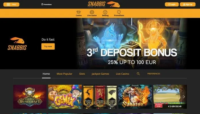 Snabbis Casino Review Header