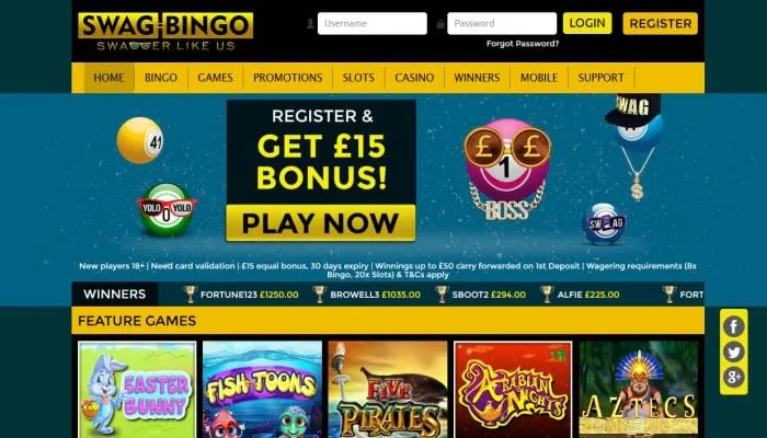 Swag Bingo Casino Review Header