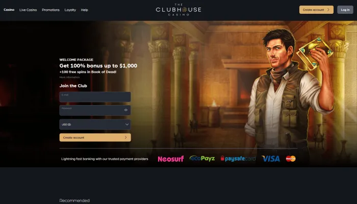 The ClubHouse Casino Review Header