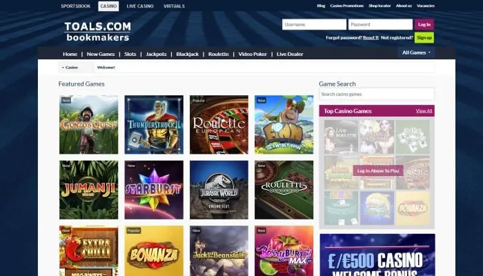 Toals Casino Review Header