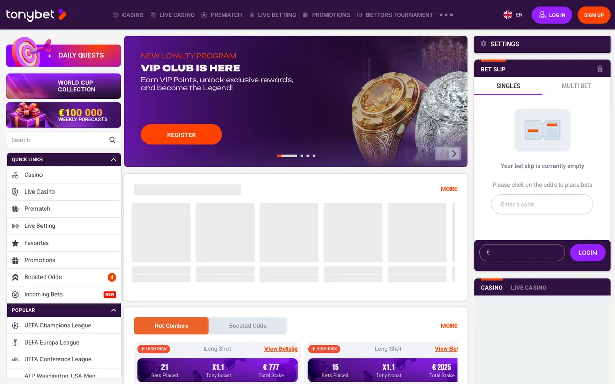 TonyBet Casino Review Header