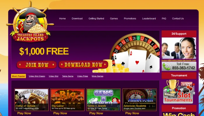 Treasure Island Jackpots Casino Review Header