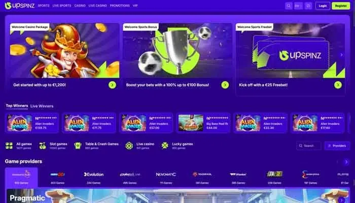 UpSpinz Casino Review Header