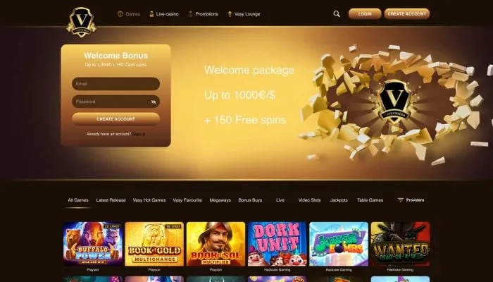 Vasy Casino Review Header