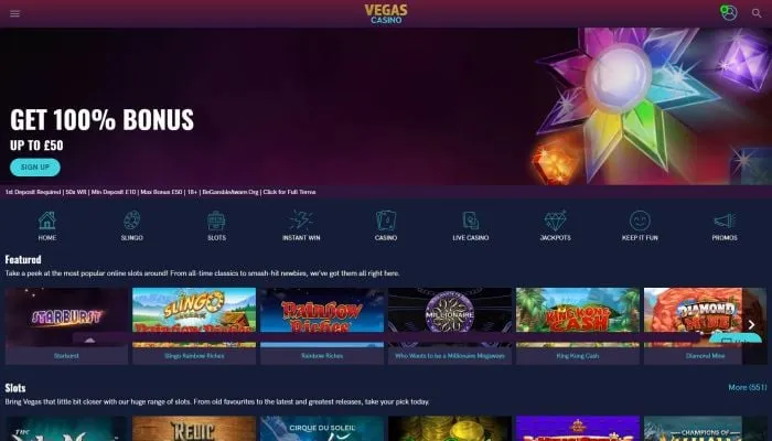 VegasCasino UK Review Header