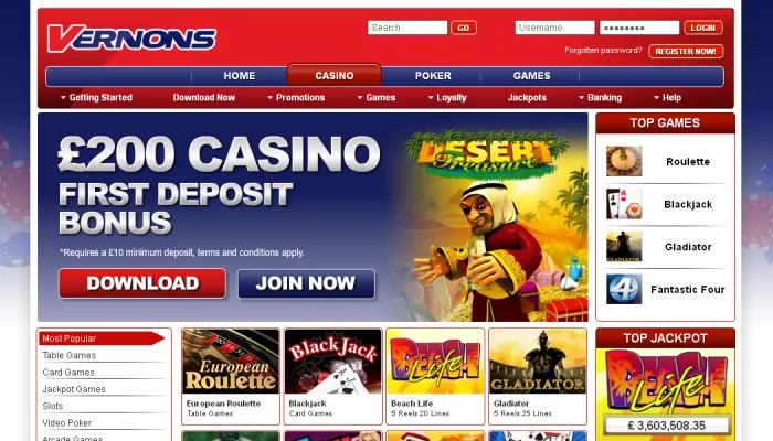 Vernons Casino Review Header