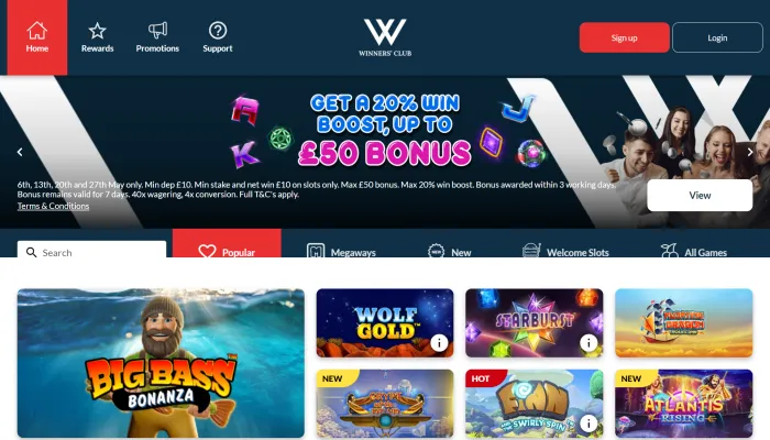 Winners Club Casino Review Header