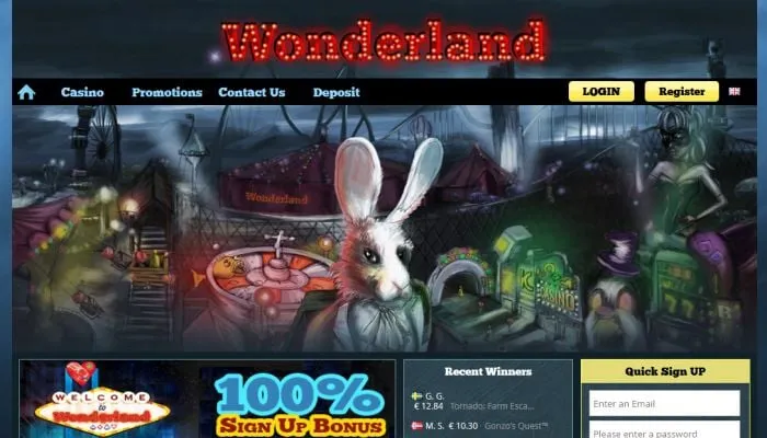 Wonderland Casino Review Header